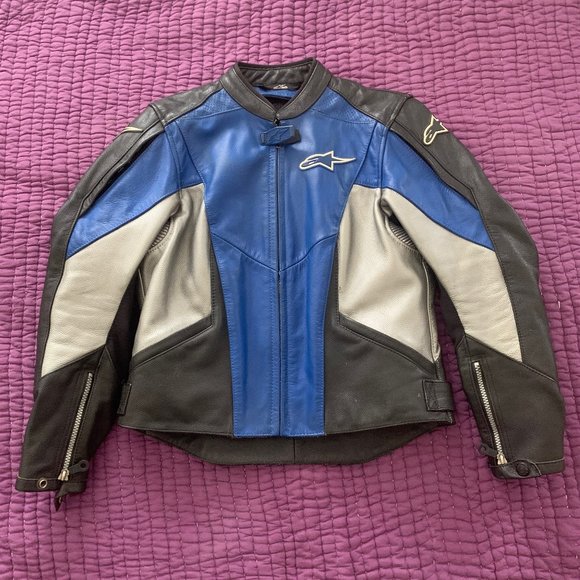 Alpinestars Jackets \u0026 Coats | Alpinestars Stella Leather Moto Jacket | Color: Black/Blue | Size: 6 | Rue_Posh's Closet
